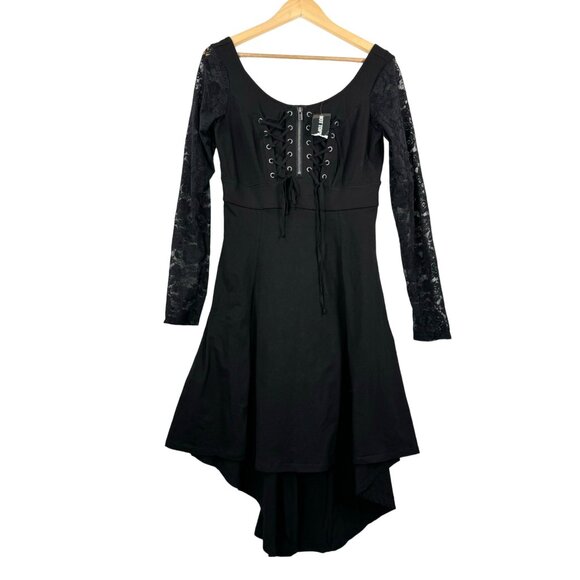 Tripp NYC Black Double Corset Front Hi-Low Hem Dress goth black sz M - Picture 2 of 13